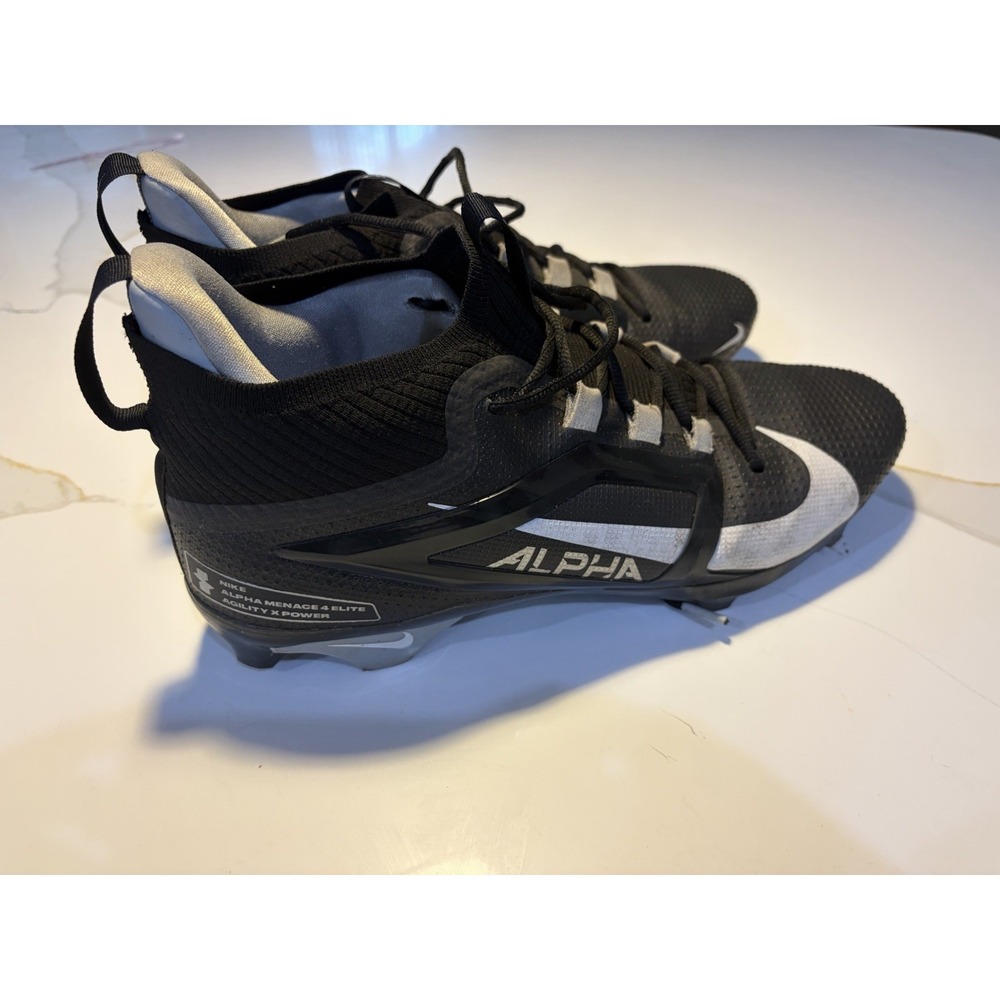 Nike Alpha Menace 4 Elite Football Cleats Black White Men's Size 13 FD7036-001 - Picture 2 of 8